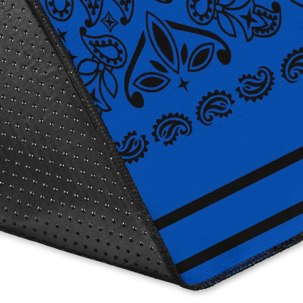 Area Rug One - Black on Cobalt