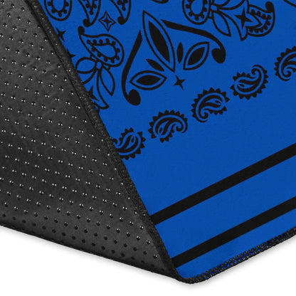 Area Rug One - Black on Cobalt