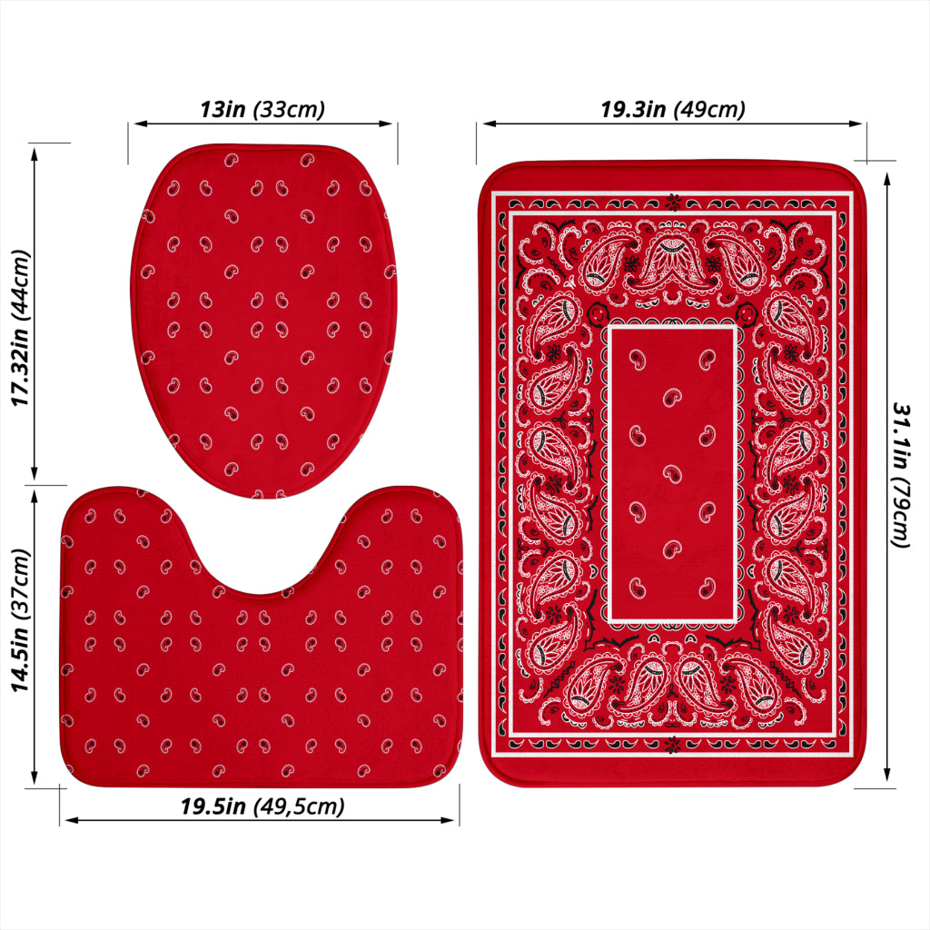 Bathroom Set - Red Bandana 3 Pieces