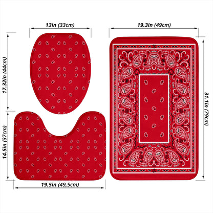 Bathroom Set - Red Bandana 3 Pieces