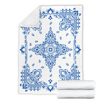 Ultra Plush 3 Blue on White Bandana Throw Blanket