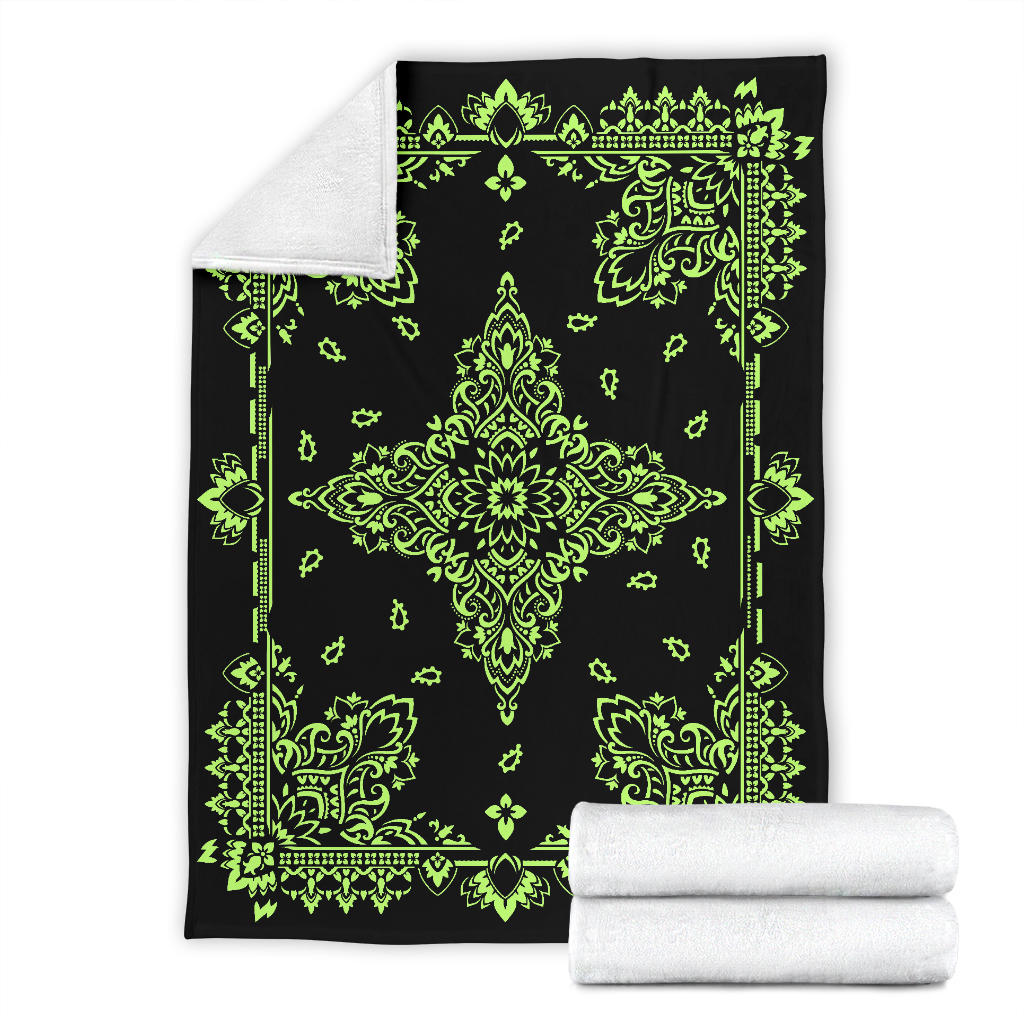 Ultra Plush 3 Lime on Black Bandana Throw Blanket