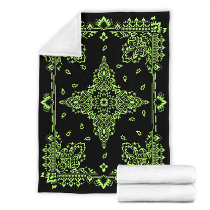 Ultra Plush 3 Lime on Black Bandana Throw Blanket
