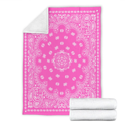 Ultra Plush 2 White on Pink Bandana Throw Blanket