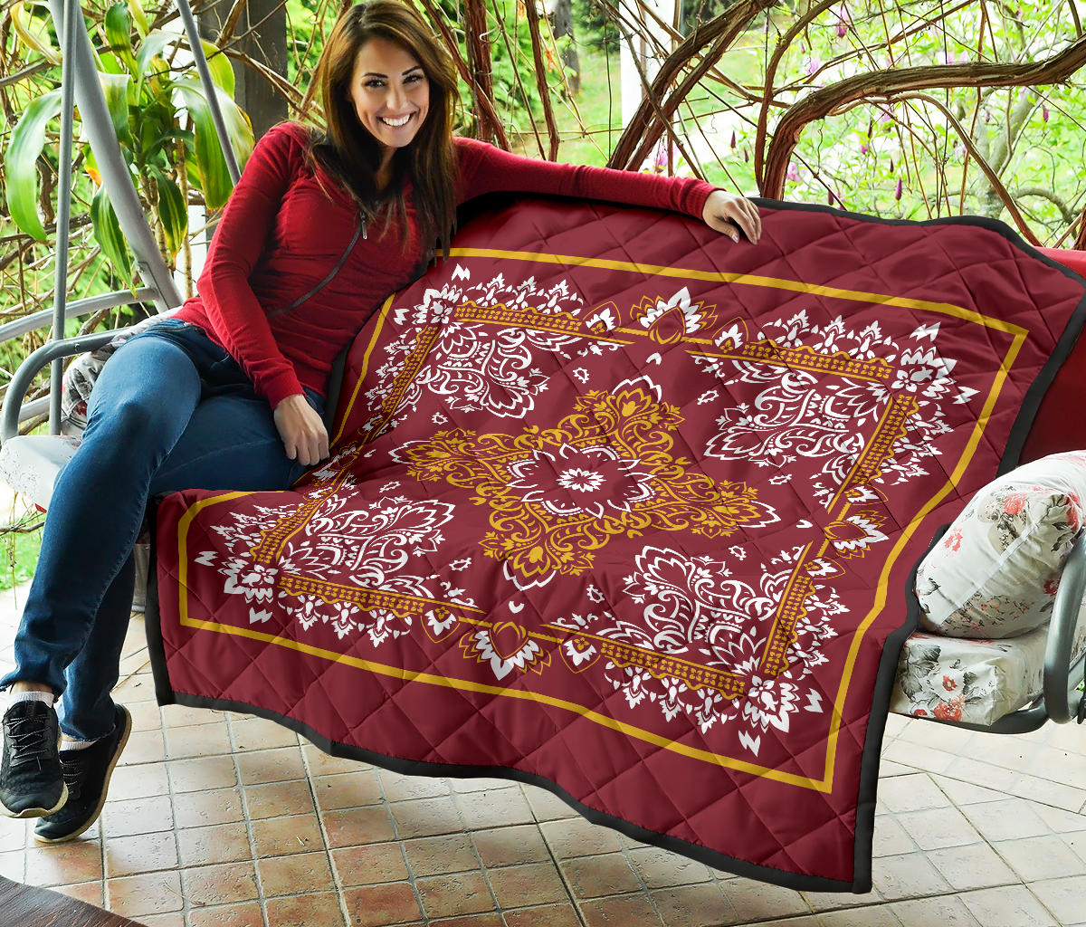 Quilt 3 Gold White Bandana Quilt