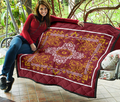 Quilt 3 White Gold on Maroon Bandana Quilt