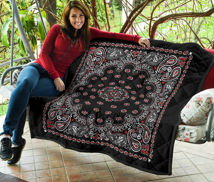 Quilt 2 Red White on Black Bandana Style