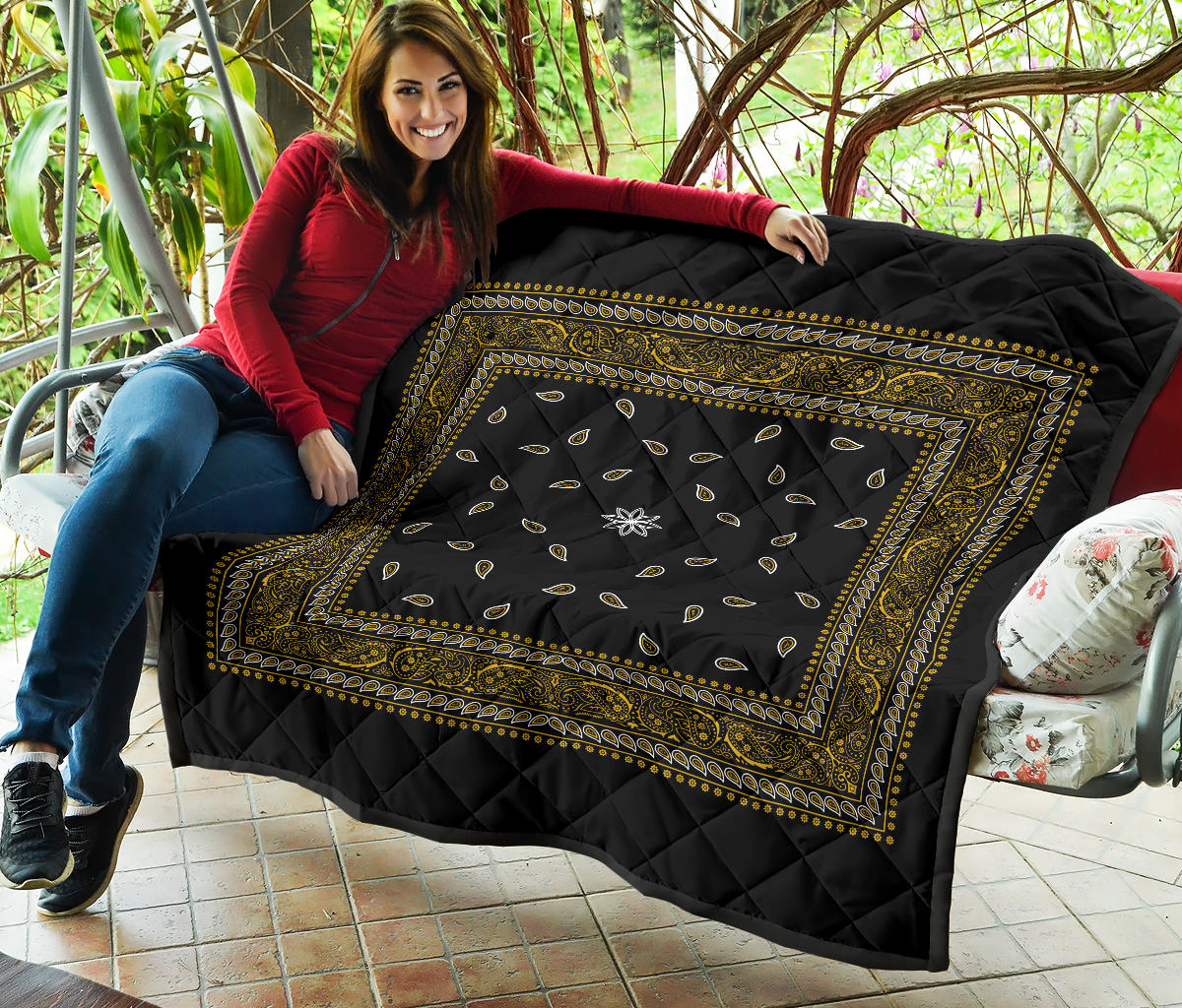 Quilt 4 Gold White and Black Bandana Quilt