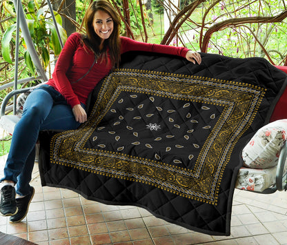 Quilt 4 Gold White and Black Bandana Quilt
