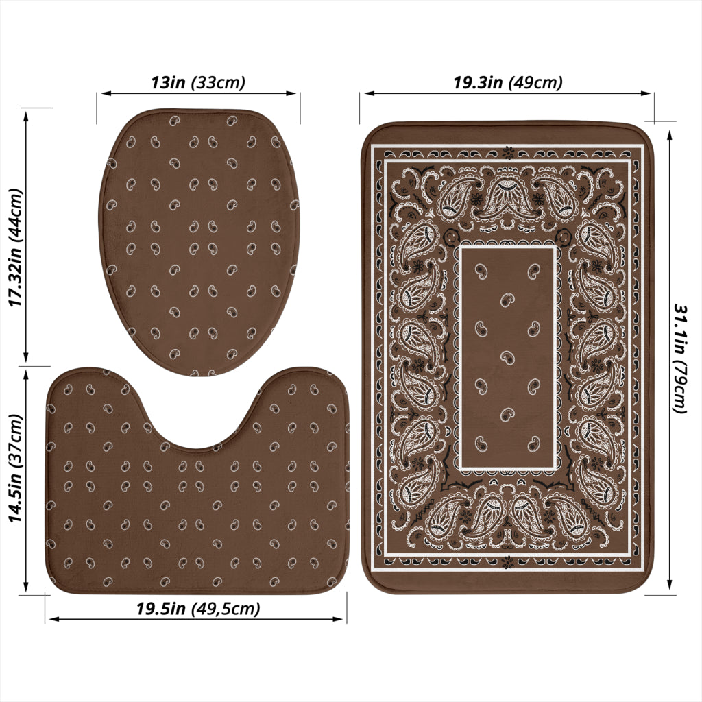 Bathroom Set - Brown Bandana 3 Pieces