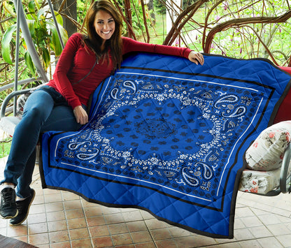 Quilt 2 Black Bandana on Blue Black Sq