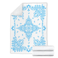 Ultra Plush 3 Lt Blue on White Bandana Throw Blanket