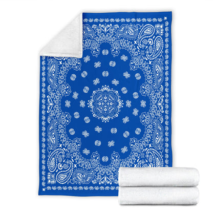 Ultra Plush 2 White on Cobalt Bandana Throw Blanket