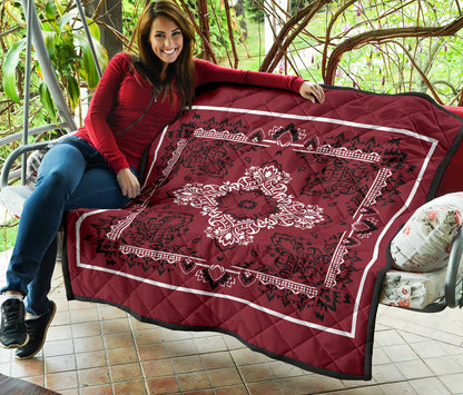 Quilt 3 - White Black on Maroon Bandana Quilt