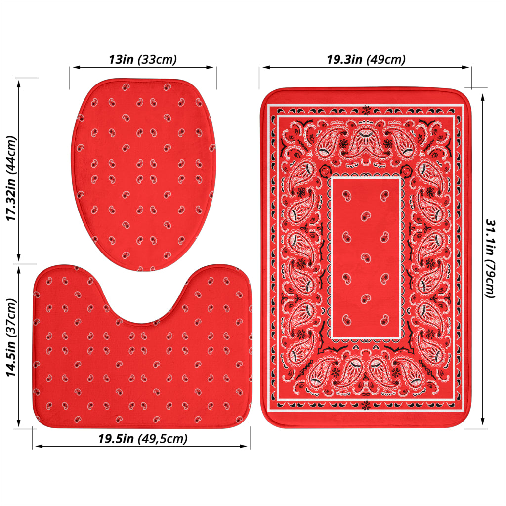 Bathroom Set - OG Red Bandana 3 Pieces