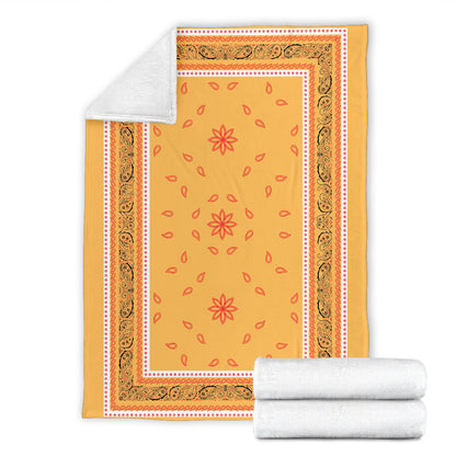 Ultra Plush 5 Red on Peach Bandana Throw Blanket