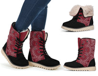 Women's Winter Boots - Bandana3 Maroon & Black