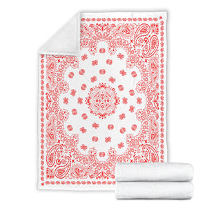Ultra Plush 2 Red on White Bandana Throw Blanket