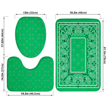 Bathroom Set - Green Bandana 3 Pieces