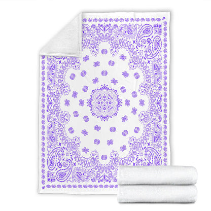 Ultra Plush 2 Purple on White Bandana Throw Blanket