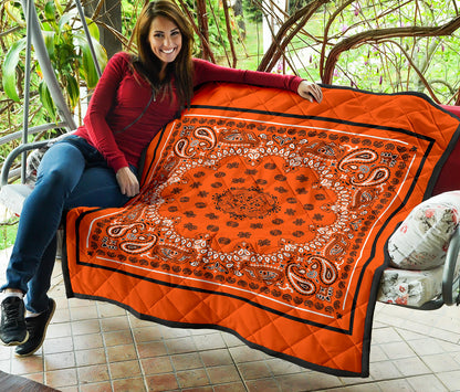 Quilt 2 Black White on Orange Black Sq