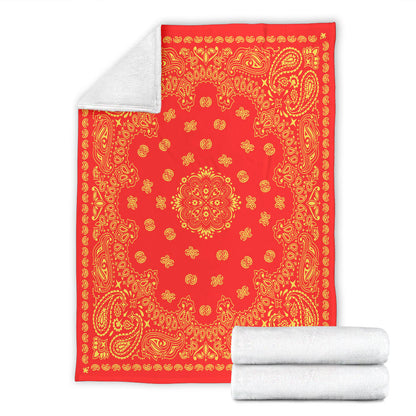 Ultra Plush 2 Yellow on Red Bandana Throw Blanket