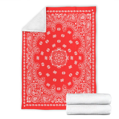 Ultra Plush 2 White on Red Bandana Throw Blanket
