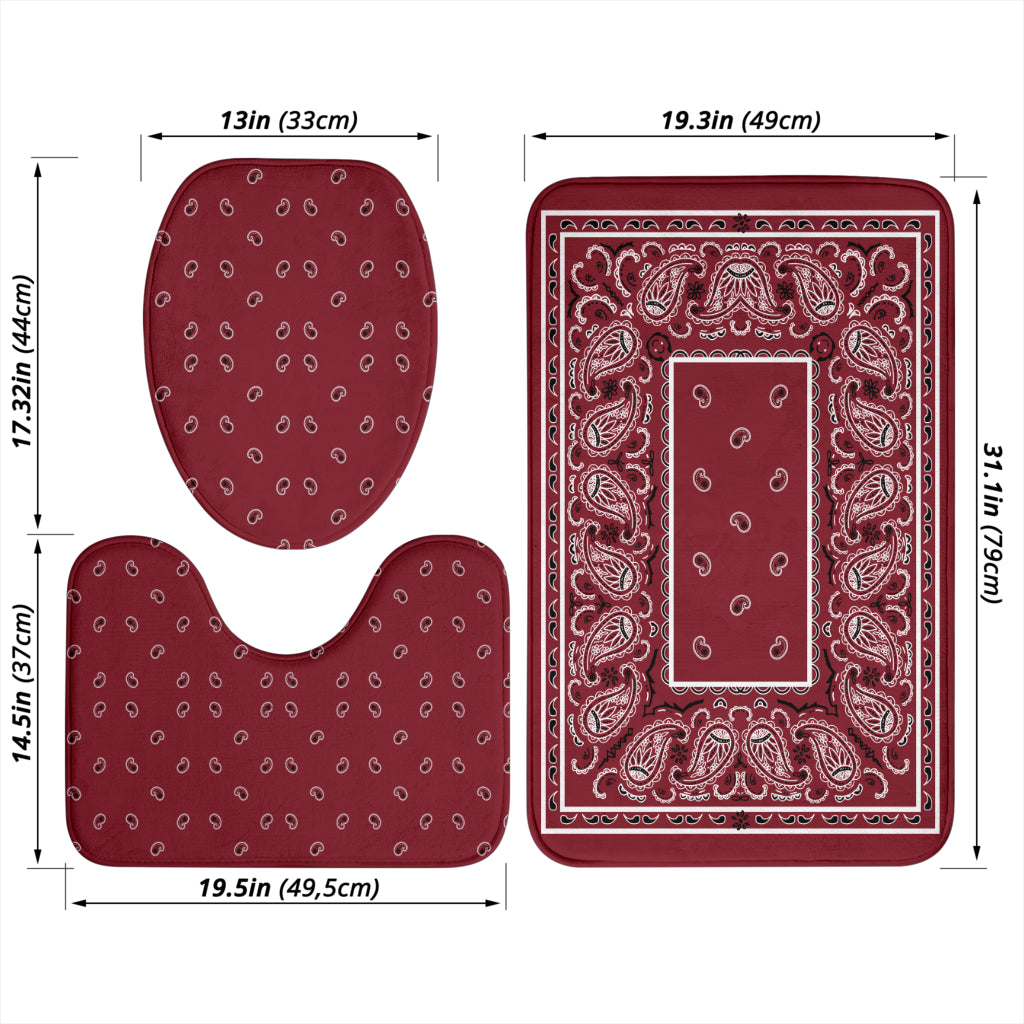 Bathroom Set - Maroon Bandana 3 Pieces
