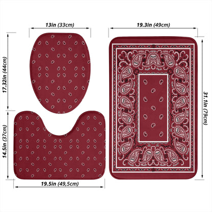 Bathroom Set - Maroon Bandana 3 Pieces