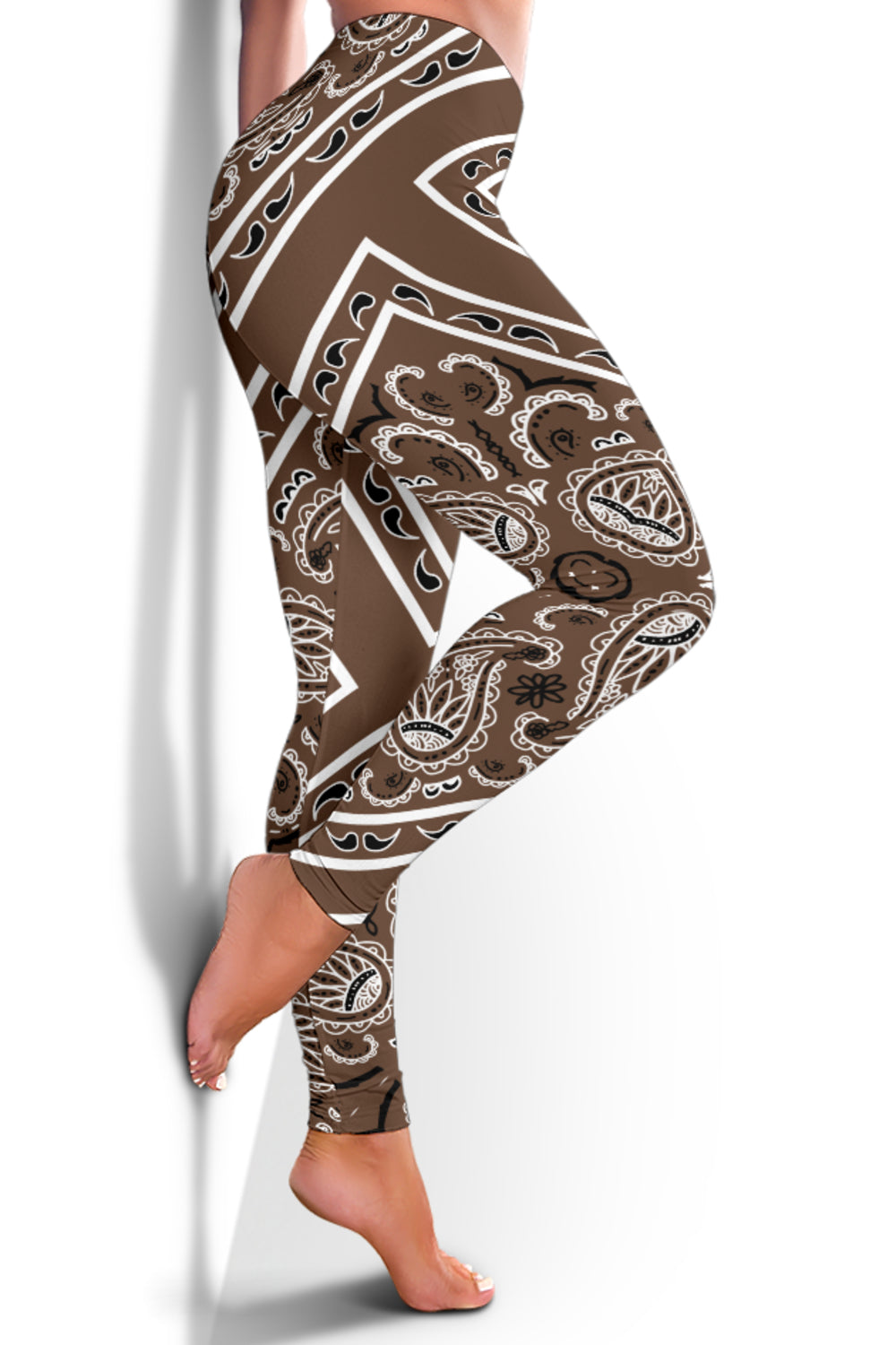 Women's Leggings - Coffee Brown Total Bandana
