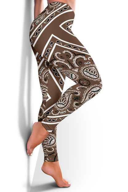 Women's Leggings - Coffee Brown Total Bandana
