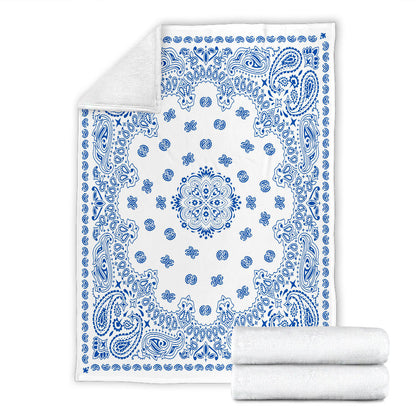 Ultra Plush 2 Cobalt on White Bandana Throw Blanket