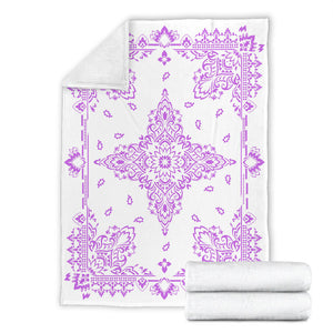 Ultra Plush 3 Magneta on White Bandana Throw Blanket