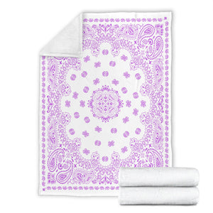 Ultra Plush 2 Magenta on White Bandana Throw Blanket