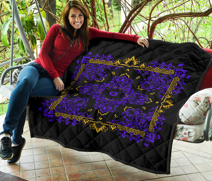Quilt 3 Violet Gold Bandana on Black
