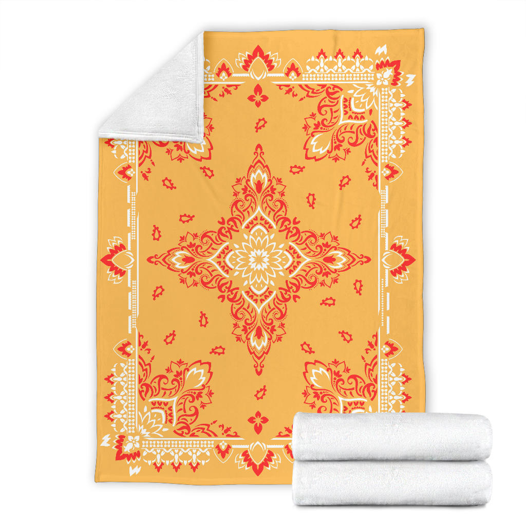 Ultra Plush 3 Red on Peach Bandana Throw Blanket