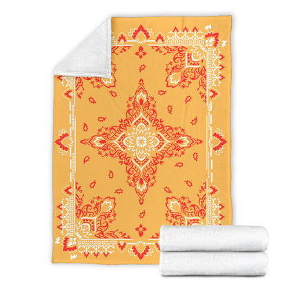 Ultra Plush 3 Red on Peach Bandana Throw Blanket