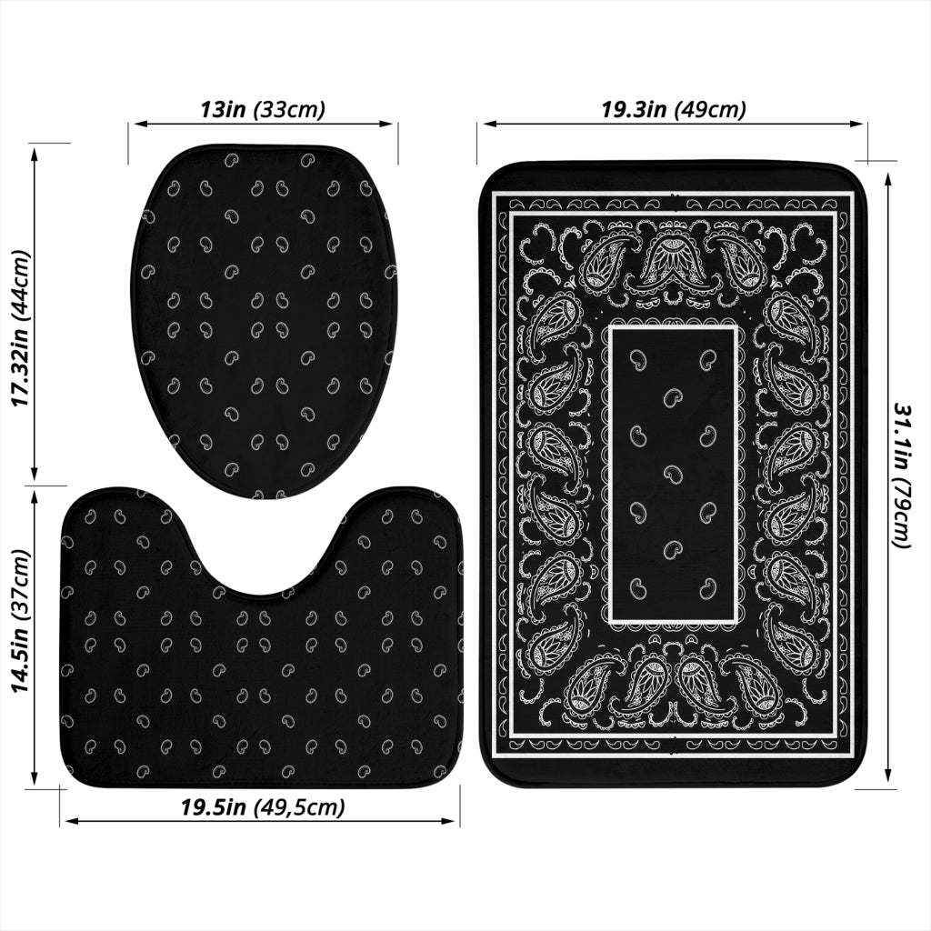 Bathroom Set - OG Black Bandana 3 Pieces