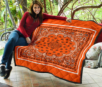 Quilt 2 Black and White on Perfect Orange, White Sq.