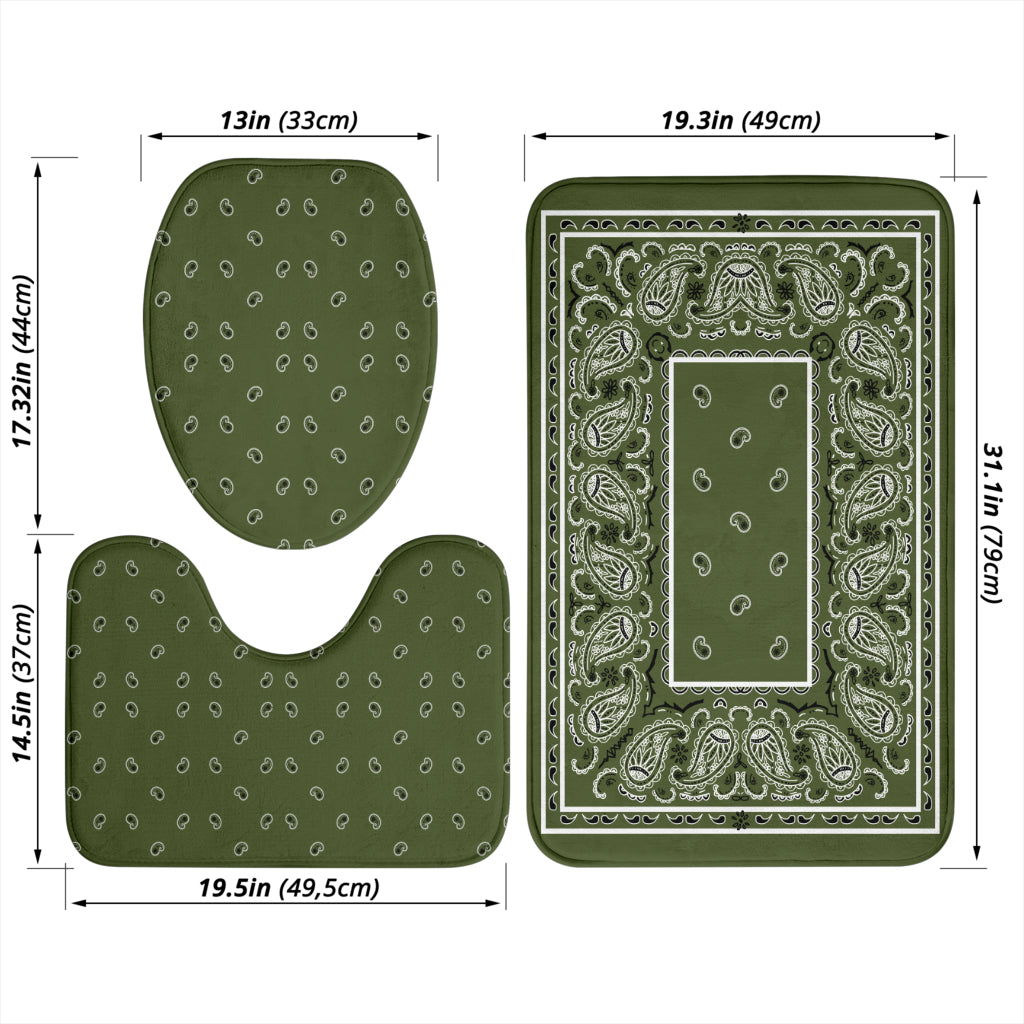Bathroom Set - Army Green Bandana 3 Pieces