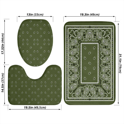 Bathroom Set - Army Green Bandana 3 Pieces