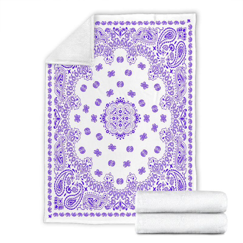 Ultra Plush 2 Violet on White Bandana Throw Blanket