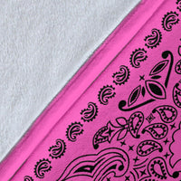 Ultra Plush 2 Black on Pink Bandana Throw Blanket
