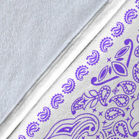Ultra Plush 2 Purple on White Bandana Throw Blanket