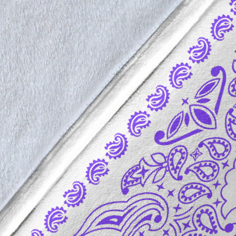 Ultra Plush 2 Purple on White Bandana Throw Blanket