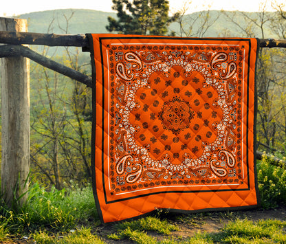 Quilt 2 Black White on Orange Black Sq