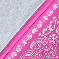 Ultra Plush 2 White on Pink Bandana Throw Blanket