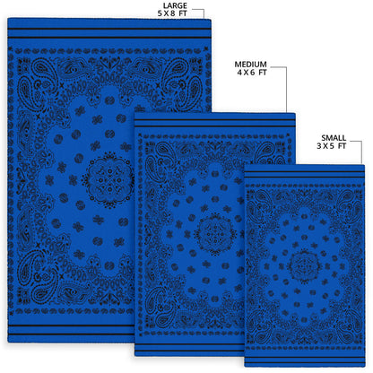 Area Rug One - Black on Cobalt