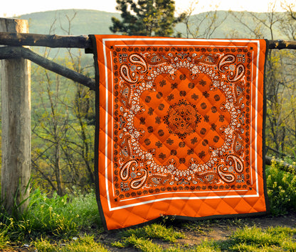 Quilt 2 Black and White on Perfect Orange, White Sq.
