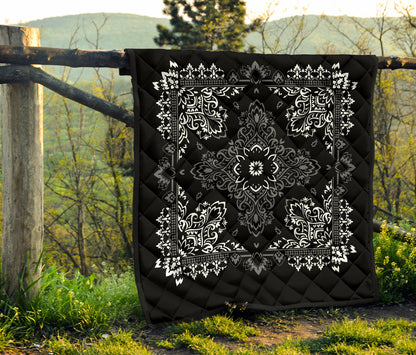 Quilt 3 White Gray on Black Bandana Quilt